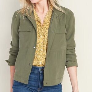 Old Navy Casual Utility Military Jacket Army Green Women's Size 2X Snap Closure.